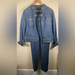 Anne Klein Blue Denim Jacket and Jeans Set